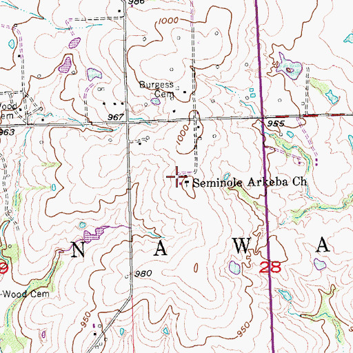 Topographic Map of Seminole Arkeba Church, OK