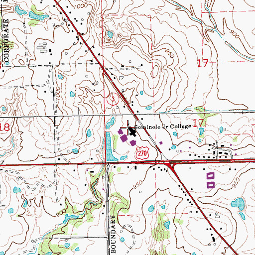 Topographic Map of Seminole State College, OK