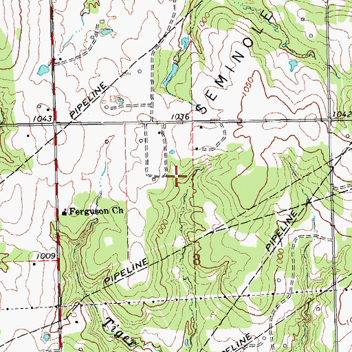 Topographic Map of Seminole Oil Field, OK