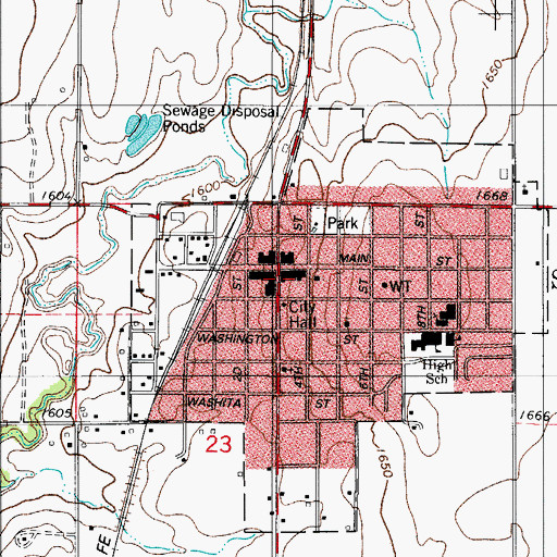 Topographic Map of Sentinel, OK