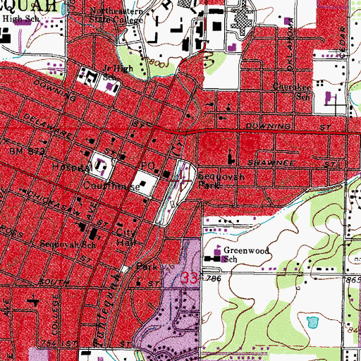 Topographic Map of Sequoyah Park, OK