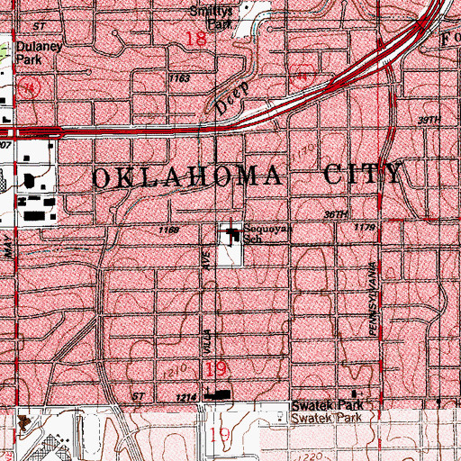 Topographic Map of Sequoyah Elementary School, OK