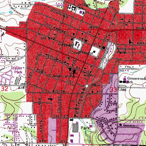 Topographic Map of Sequoyah Elementary School, OK