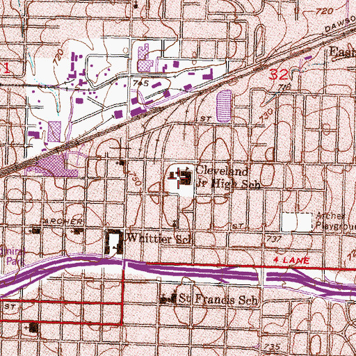 Topographic Map of Sequoyah Elementary School, OK