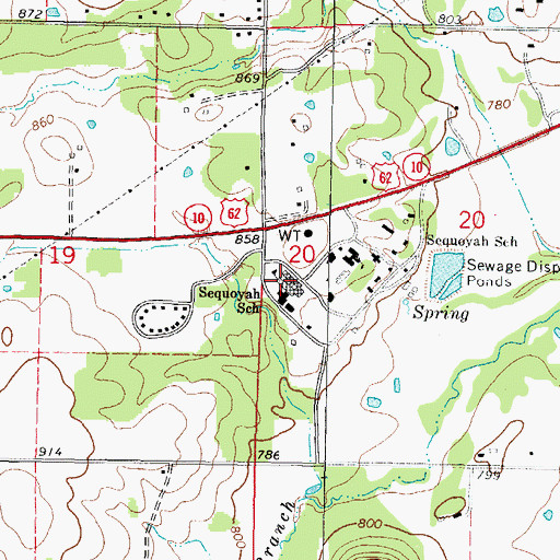 Topographic Map of Sequoyah High School, OK