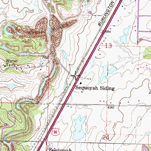 Topographic Map of Sequoyah Siding, OK
