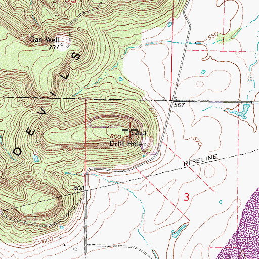 Topographic Map of Seven Devils Mountain, OK