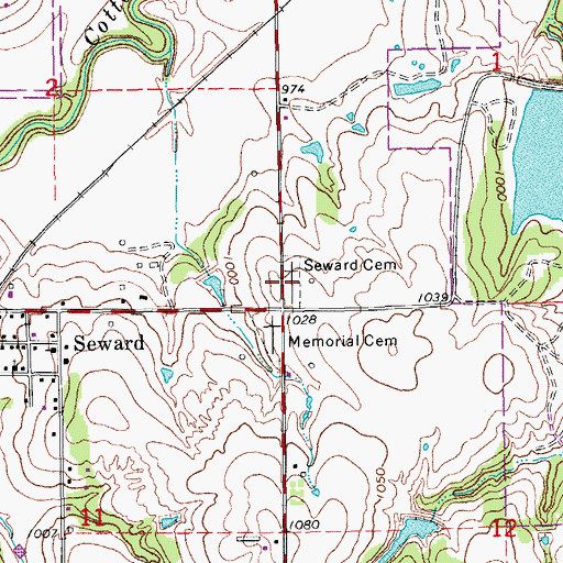 Topographic Map of Seward Cemetery, OK