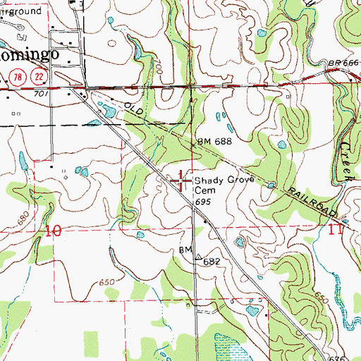 Topographic Map of Shady Grove Cemetery, OK