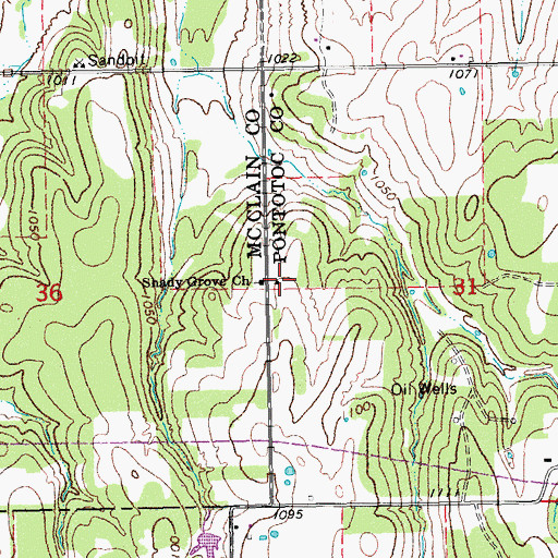 Topographic Map of Shady Grove Church, OK