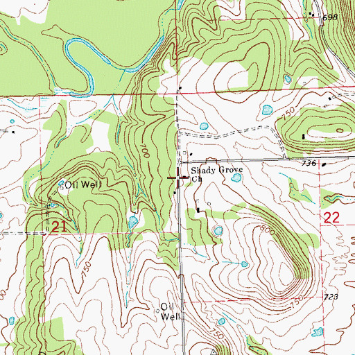 Topographic Map of Shady Grove Church, OK