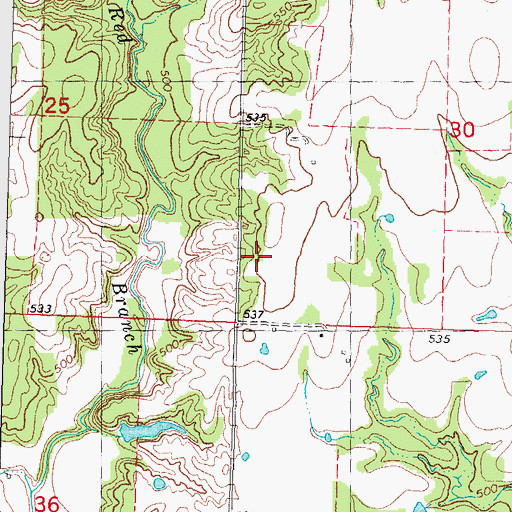 Topographic Map of Shady Grove School, OK