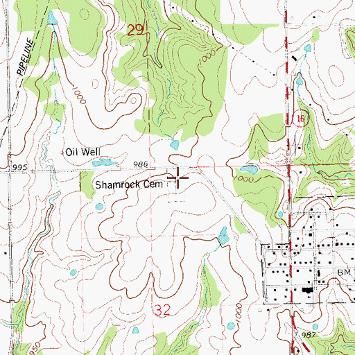 Topographic Map of Shamrock Cemetery, OK