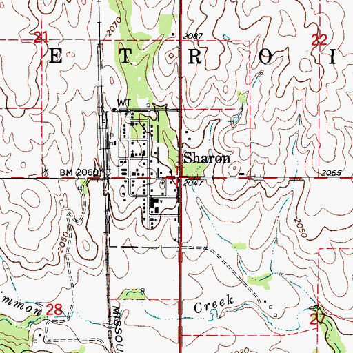 Topographic Map of Sharon, OK