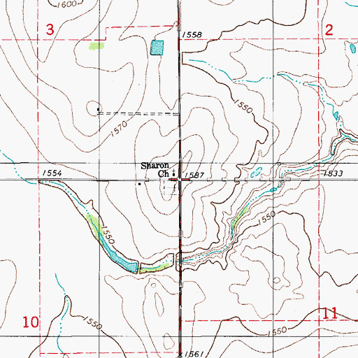 Topographic Map of Sharon Church, OK