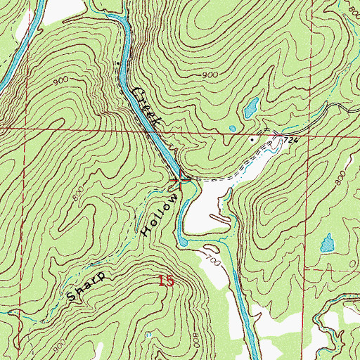 Topographic Map of Sharp Hollow, OK