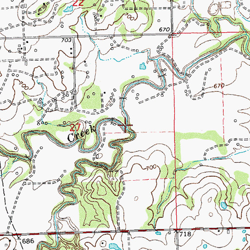 Topographic Map of Sheep Creek, OK