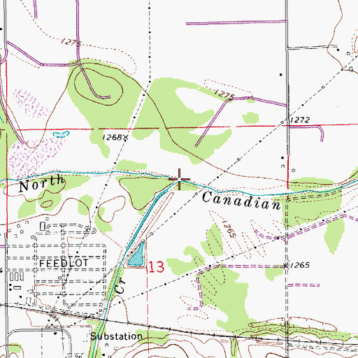 Topographic Map of Shell Creek, OK