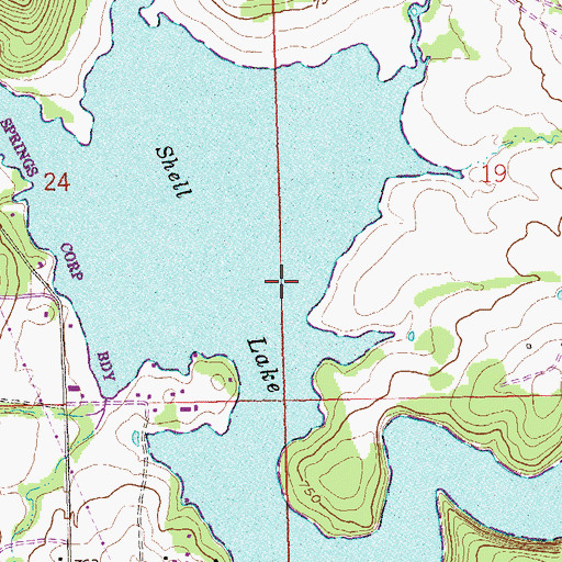 Topographic Map of Shell Lake, OK