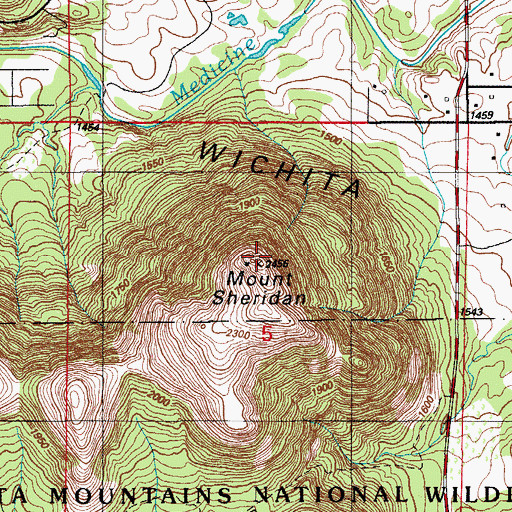 Topographic Map of Mount Sheridan, OK