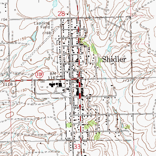 Topographic Map of Shidler, OK