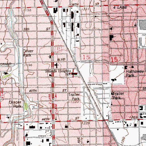 Topographic Map of Santa Fe South High School, OK