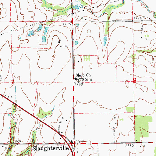 Topographic Map of Shilo Church, OK