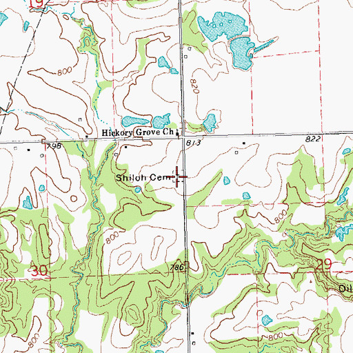 Topographic Map of Shiloh Cemetery, OK
