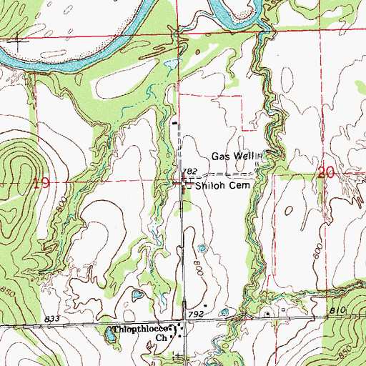 Topographic Map of Shiloh Cemetery, OK