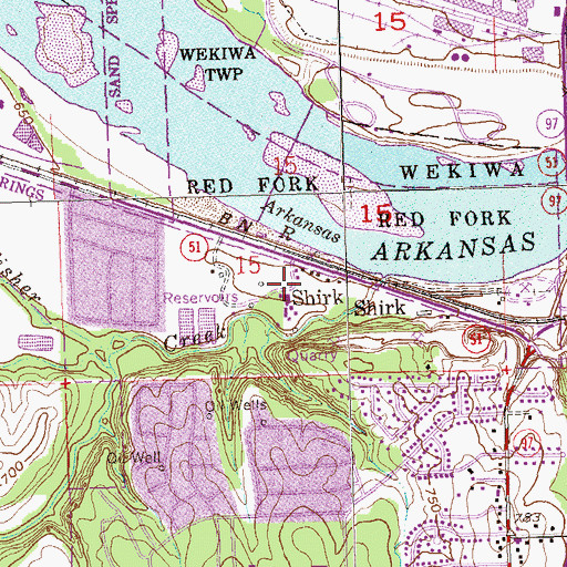 Topographic Map of Shirk, OK