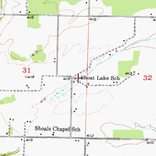 Topographic Map of Shoat Lake School, OK