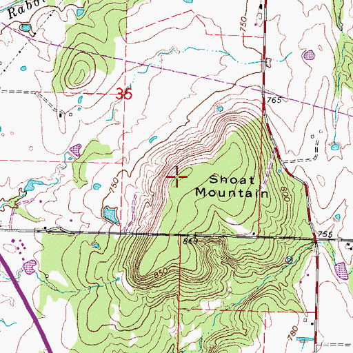 Topographic Map of Shoat Mountain, OK