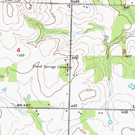 Topographic Map of Shoat Springs Cemetery, OK