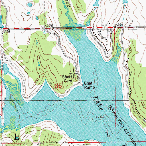 Topographic Map of Short Cemetery, OK