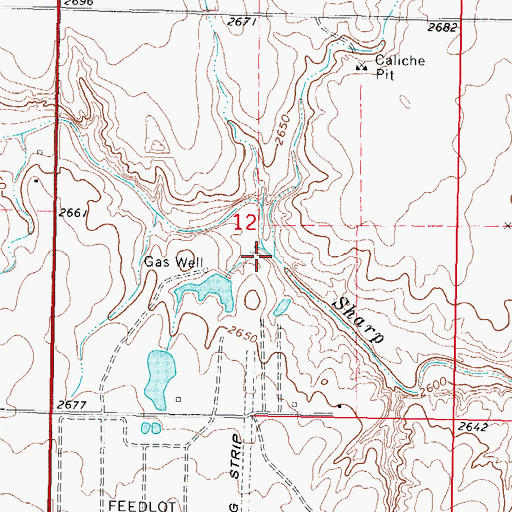 Topographic Map of Short Creek, OK