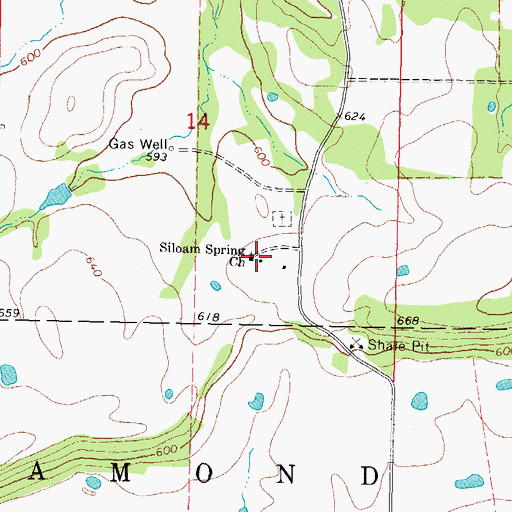 Topographic Map of Siloam Spring Church, OK
