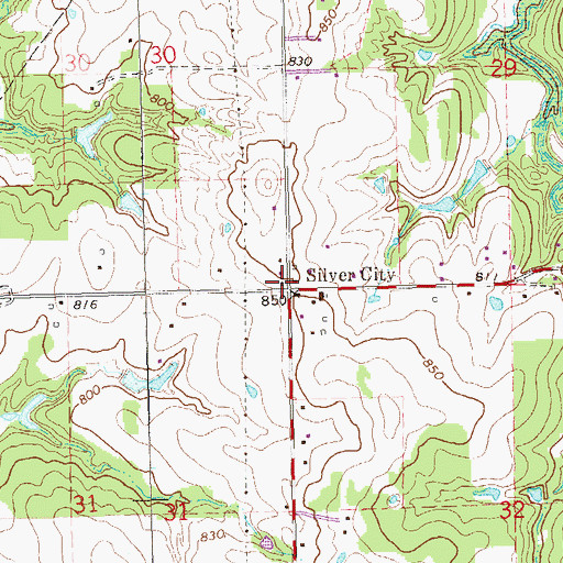 Topographic Map of Silver City, OK
