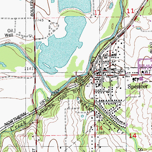 Topographic Map of Silver Creek, OK