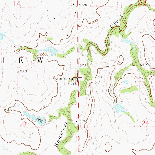 Topographic Map of Simmering Park, OK