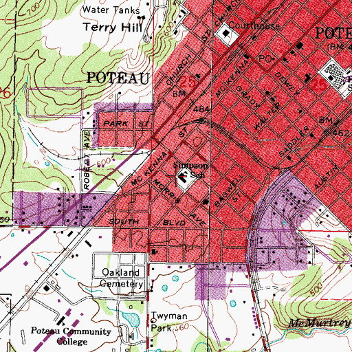 Topographic Map of Simpson School, OK