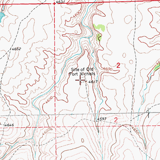Topographic Map of Site of Old Fort Nichols, OK