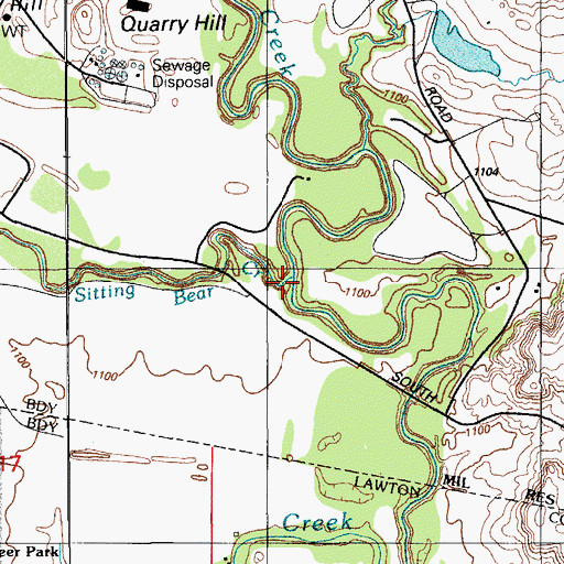Topographic Map of Sitting Bear Creek, OK