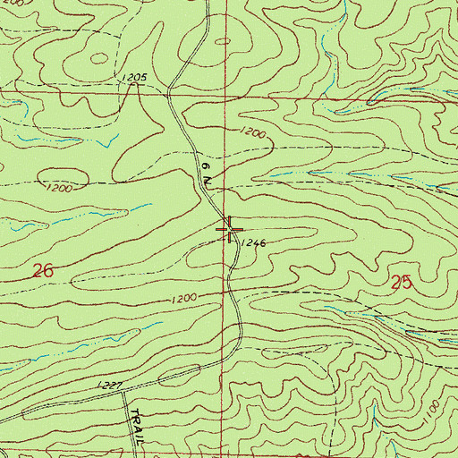 Topographic Map of Six N Trail, OK