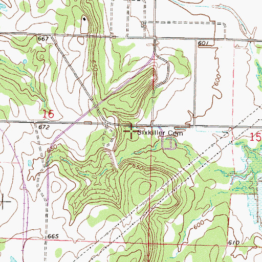 Topographic Map of Sixkiller Cemetery, OK