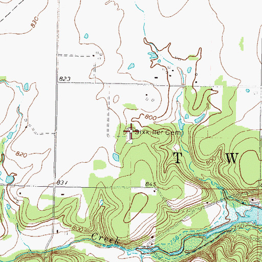 Topographic Map of Sixkiller Cemetery, OK