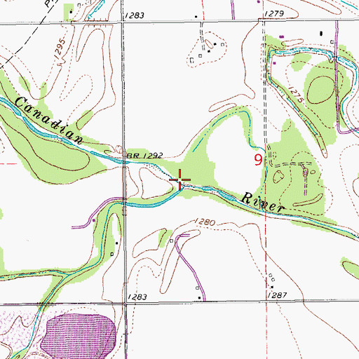 Topographic Map of Sixmile Creek, OK