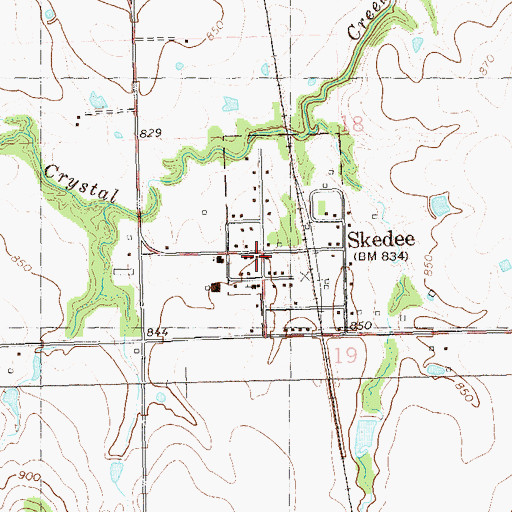 Topographic Map of Skedee, OK