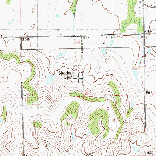 Topographic Map of Skedee Cemetery, OK