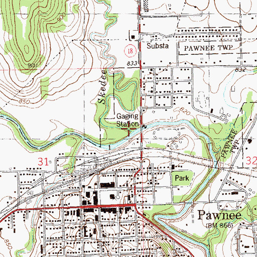 Topographic Map of Skedee Creek, OK