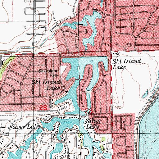 Topographic Map of Ski Island Lake, OK
